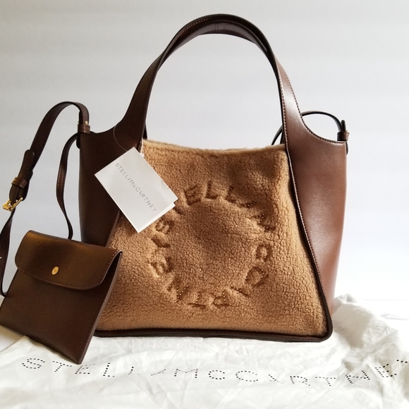 Stella McCartney Handbags - Stella McCartney Teddy Logo Tote Crossbody Bag Brown Biscuit